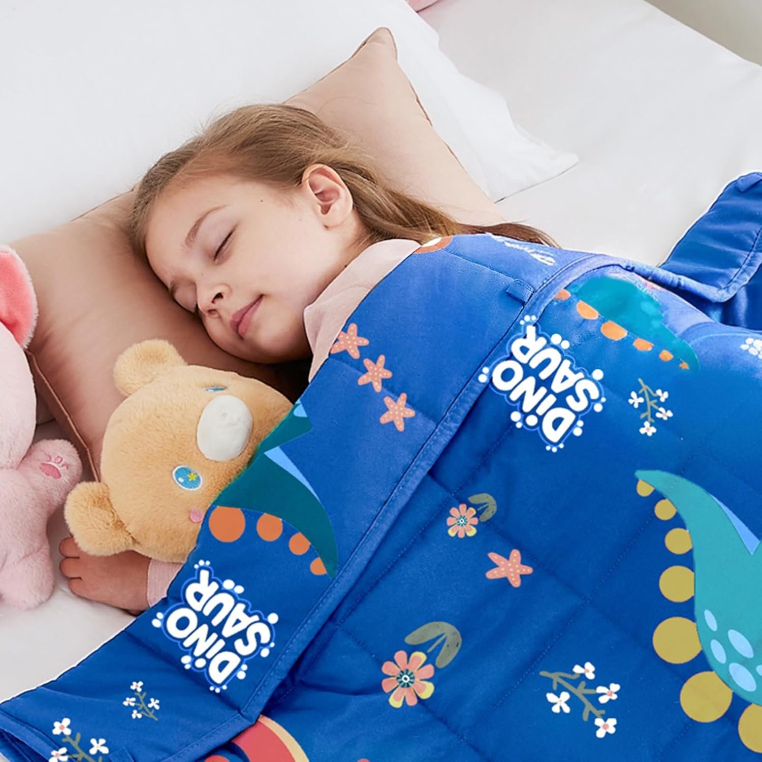 Weighted Blanket – 3 lbs Blue Dinosaur Heavy Blanket, 20″x30″, Small Size Breathable Lap Blanket