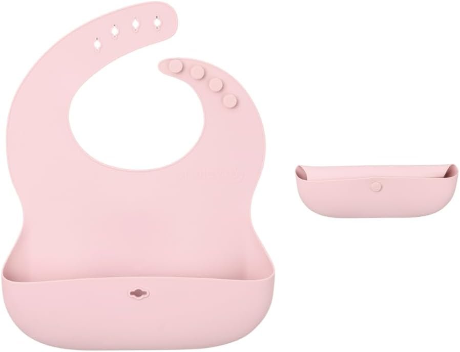 SmileyTot Silicone Baby Bib | BPA Free Durable Food Catcher bib for babies and toddlers. Waterproof and adjustable.