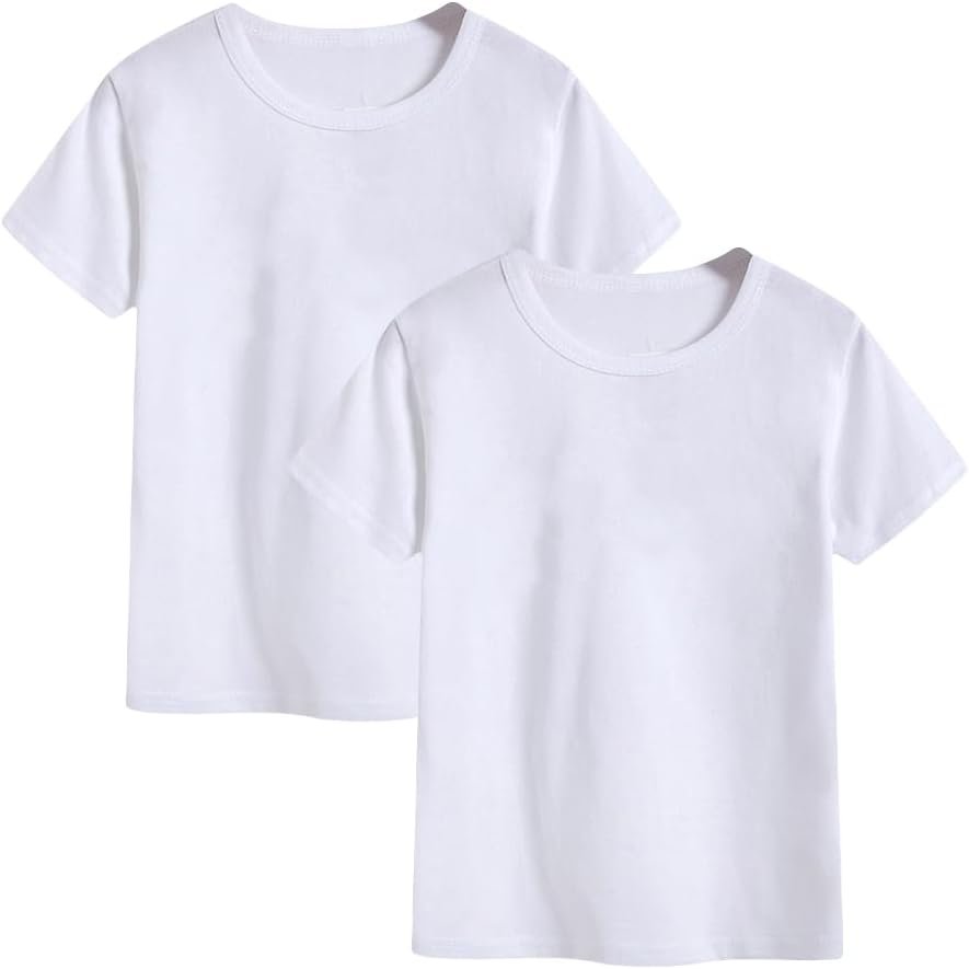 2-Pack Kids Cotton T-Shirts Short Sleeve Basic Tops for Toddlers Boys and Girls