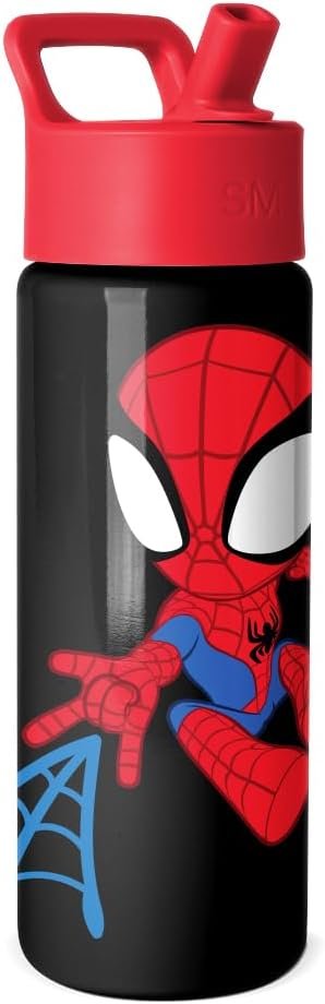 Simple Modern Marvel Spider Man Kids Water Bottle with Straw Lid | 18oz Insulated Stainless Steel Kids Tumbler & Spill Proof Toddler Cup for School, Girls, Boys | Summit | Spidey Kid