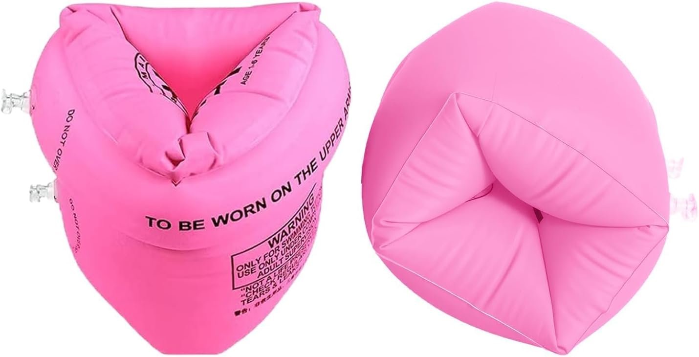 nflatable PVC Arm Floaties for Kids & Adults, Swimming Arm Bands Pool Floats, Swim Arm Floatation for Toddlers & Children Ages 3-12 Years Old, 2 Pcs Pink