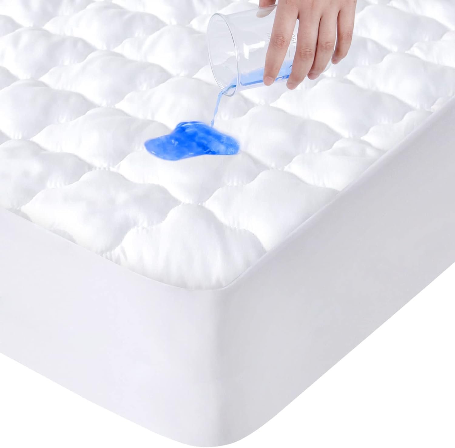 Mattress Protector Waterproof Twin Size for Kid, Soft & Cooling Twin Mattress Pad Cover Quilted for Single Bed Fitted with Deep Pocket up to 14″ Depth