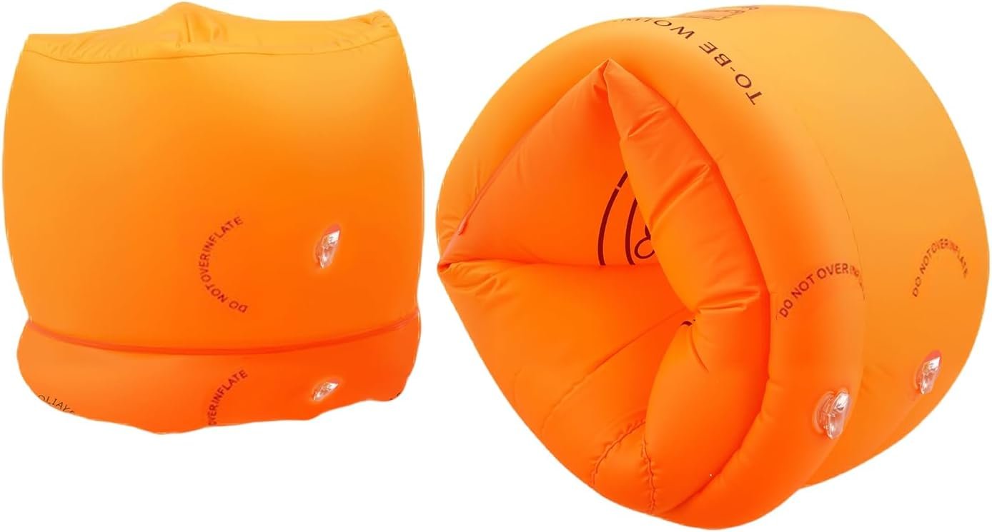 EZ Moms 2 Pack Toddler Arm Floaties for Kids 6-12yrs Inflatable Kids Floaties Water Wings for Toddlers 1-3 Orange Toddler Swimmies for Swimming Pool Swim Arm Bands for Children and Adults 30-150LBS