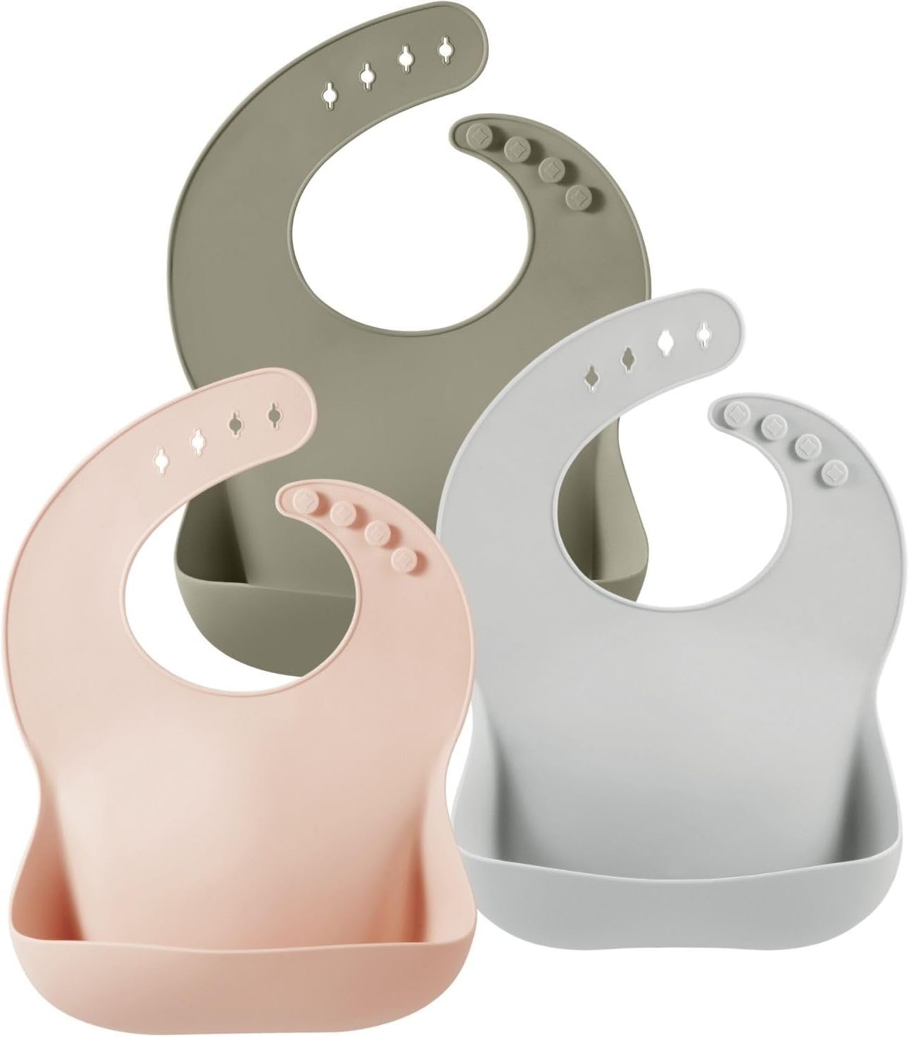 PandaEar 3 Pack Silicone Bibs for Babies Toddlers Girls Boys| Adjustable Waterproof BPA Free Soft Durable Bibs for Eating with Large Pocket Food Catcher