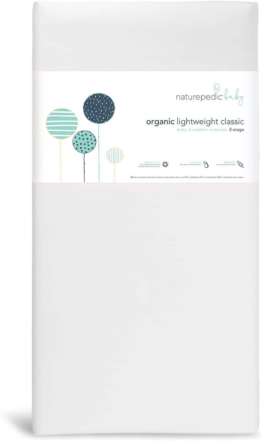 Naturepedic Organic Baby Crib Mattress – 2-Stage Lightweight Infant & Toddler Mattress – Waterproof Bed Mattress for Crib – Non-Toxic for Baby and Toddler Bed – 52″ x 28”