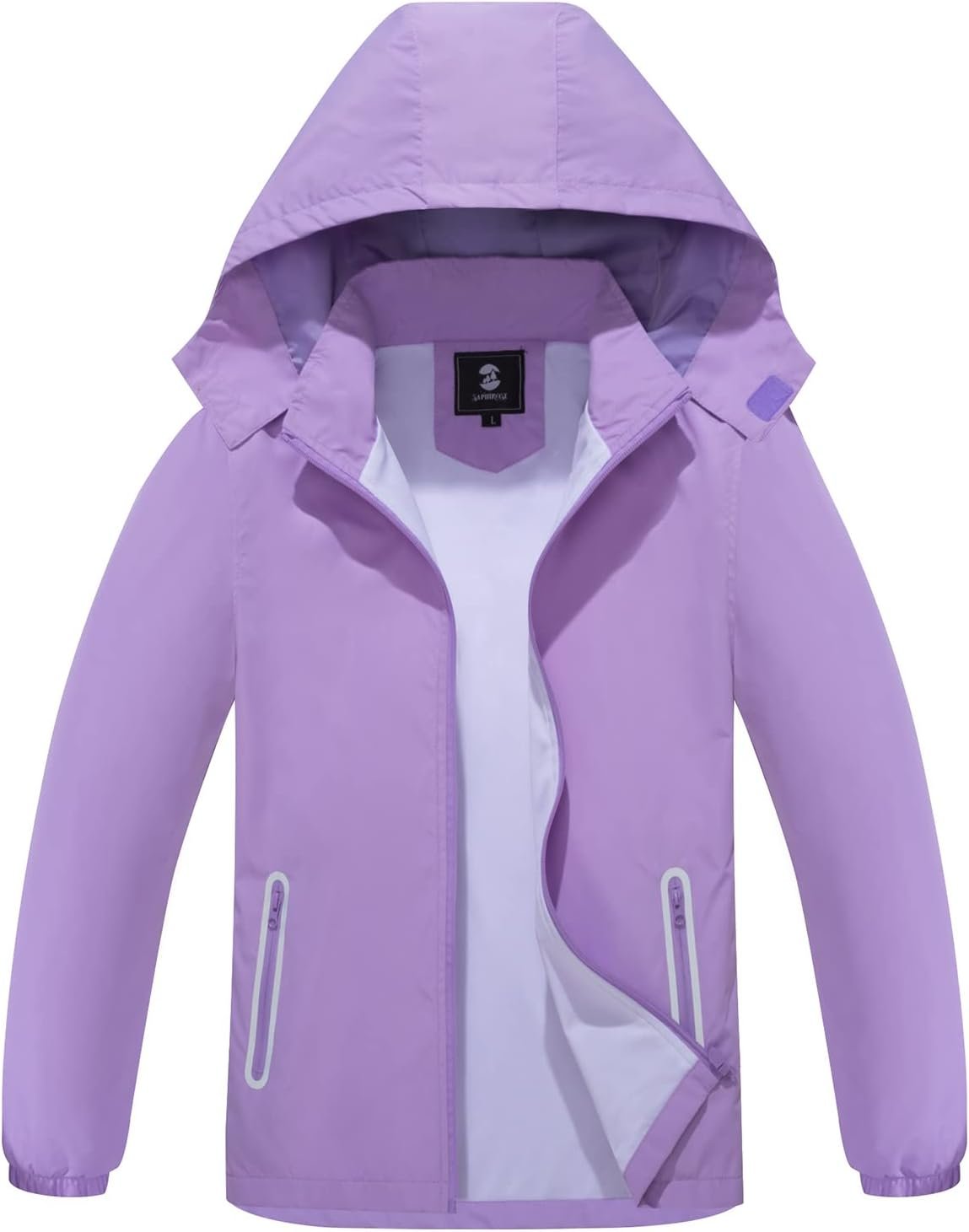 Kids Rain Jacket Waterproof Raincoat Mesh Lined Coat with Removable Hood for Boys Girls