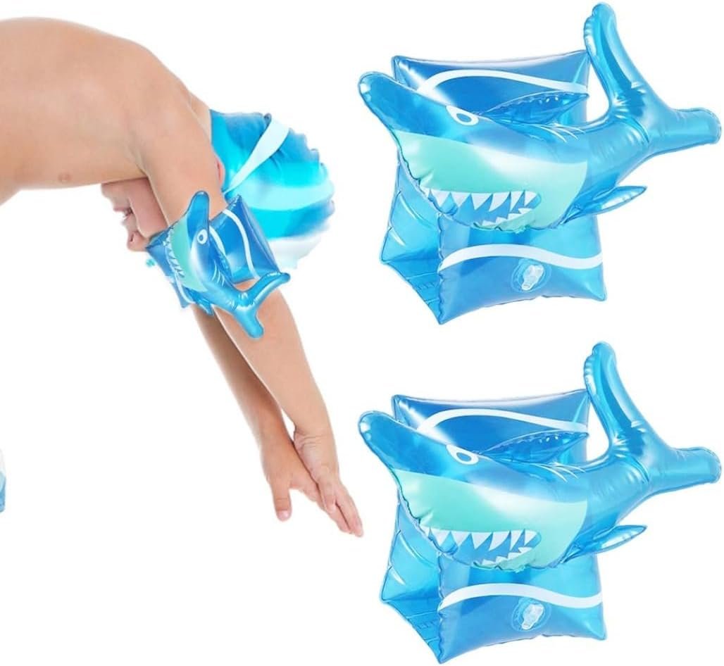 Kids Pool Floats Inflatable Swimming Armbands Children Arm Floaties Water Wing Swim Rings 2PCS Shark, Inflatable Armbands