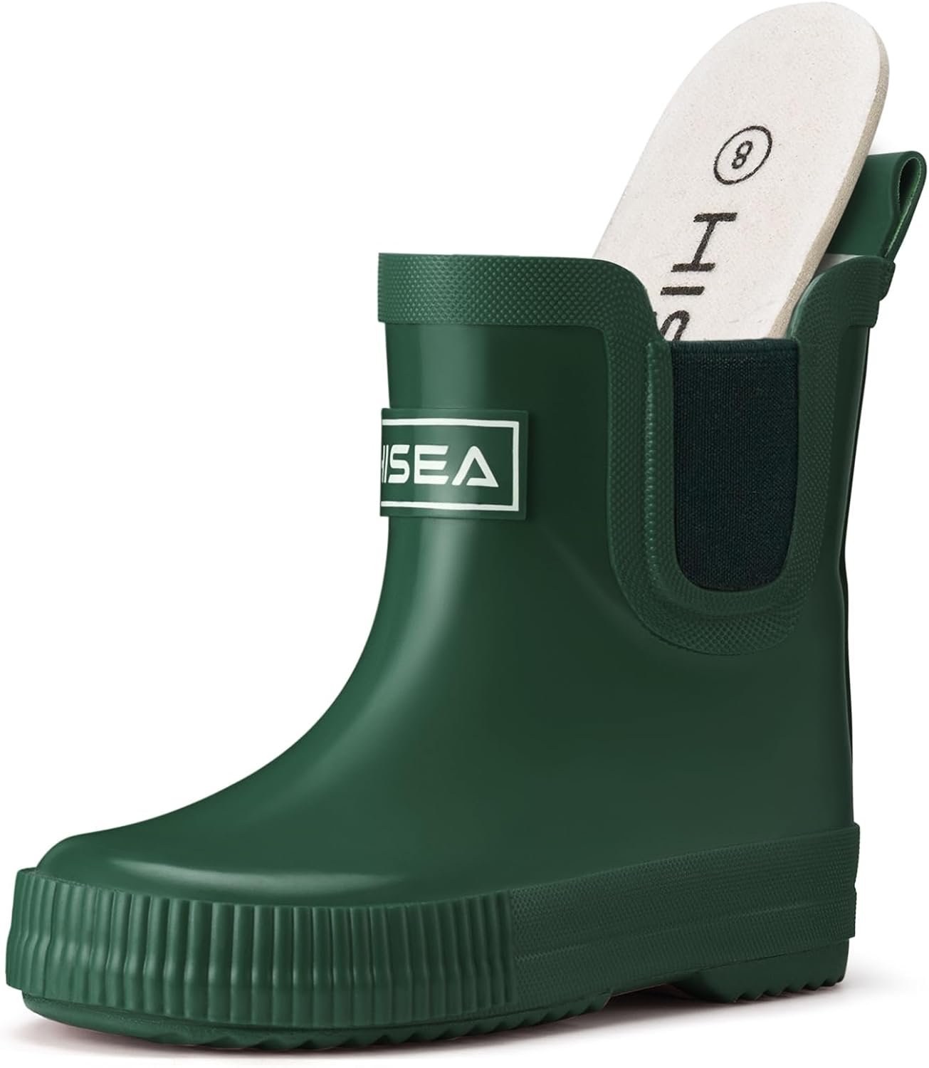 HISEA Kids Barefoot-Friendly Rain Boots, 100% Natural Rubber Waterproof Ankle Chelsea Boots with Soft Cotton Lining, Anti-Chafing Design for Toddlers Boys Girls