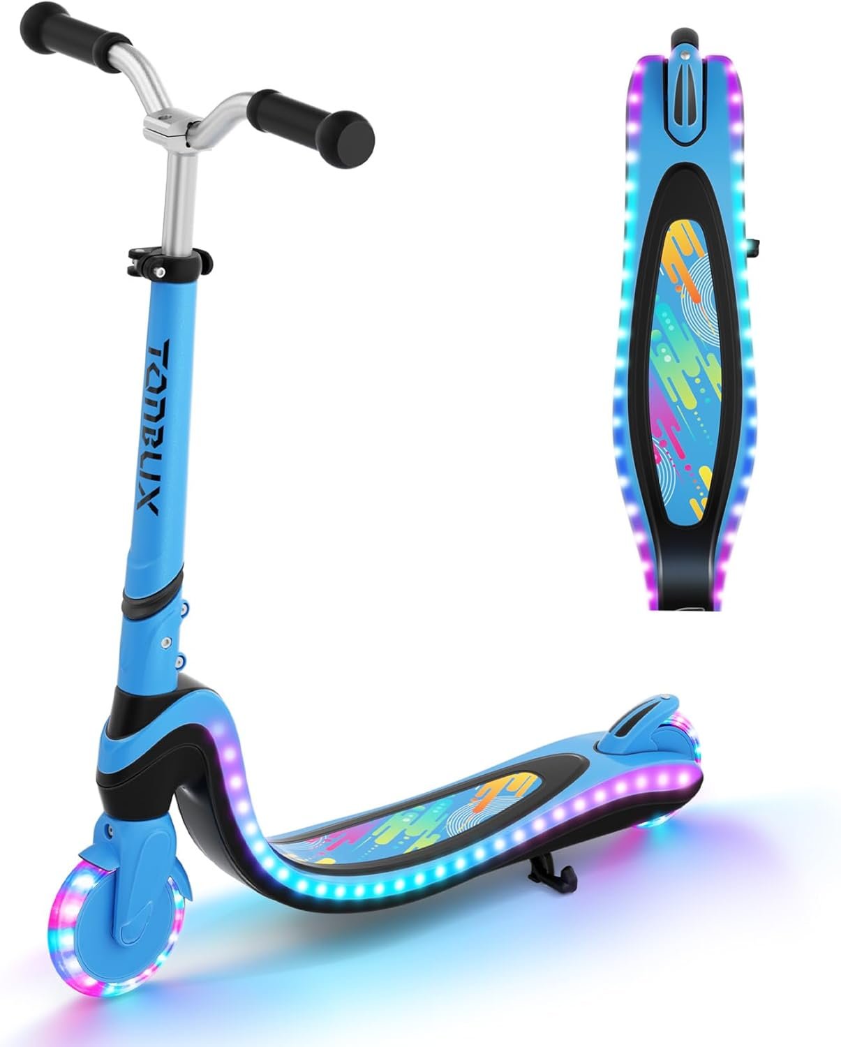 Tonbux Scooter for Kids with Light-Up Wheels & Deck, Adjustable Heights 2 Wheel Kids Scooters for Kids 5-7, Toddler Scooters with 4 Lighting Modes Deck