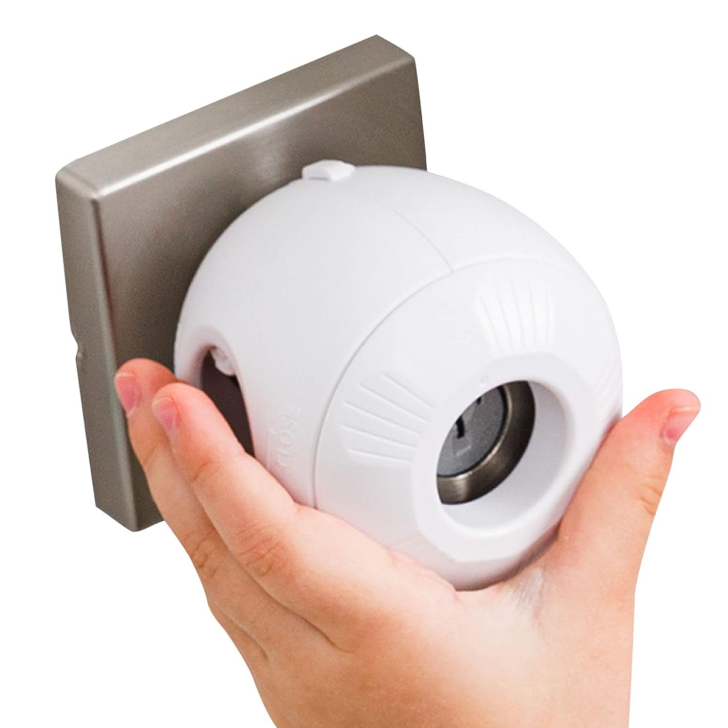 Child Safety Door Knob Cover (4 Pack) Hard-to-Remove Dual-Lock Door Handle Covers for Kids – Reusable Baby Proof Door Knob Locks – Installs Easily, No Tools Needed (White)