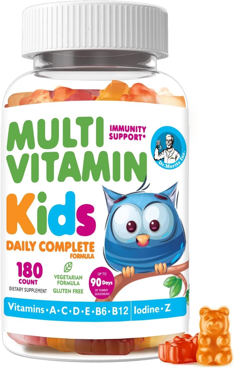 DR. MORITZ Kids Multivitamin Gummies – with Kids Vitamins A C D E B6 B12 Zinc & More- Complete Daily Support- Vegetarian & Non-GMO Multivitamins for Children (180 Count)