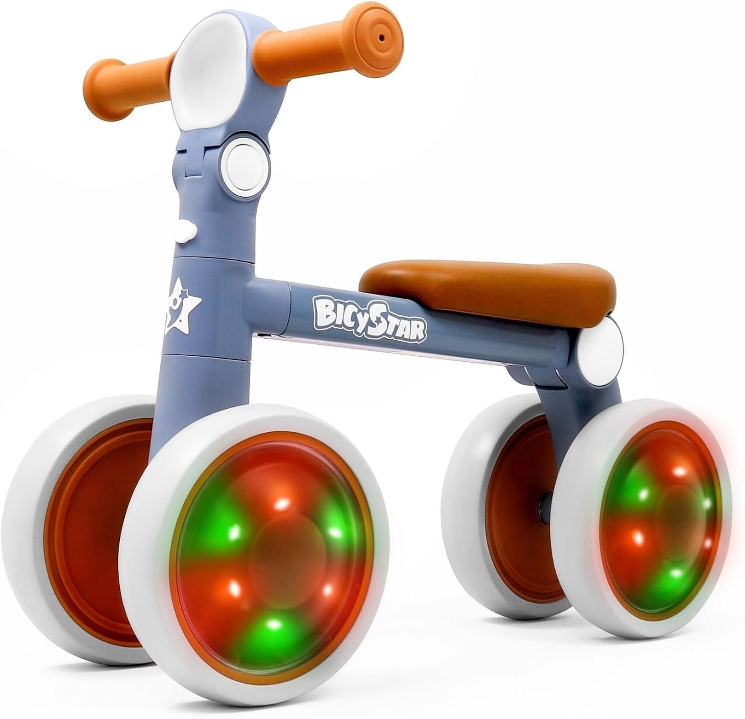 bicystar Baby Balance Bike with Adjustable Handlebars, Rear Wheel, Colorful Lighting, Best Gift for 12-36 Months