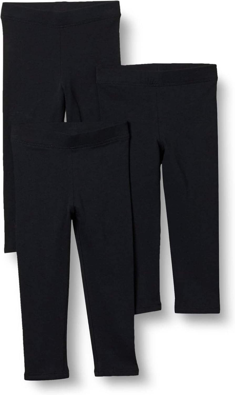 Amazon Essentials Little Girl’s Girls’ 3-Pack Leggings Pants, black/black/black, S (6/7)