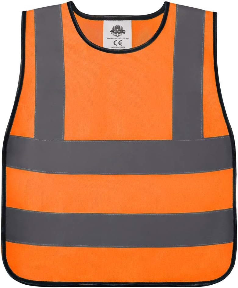 Dazonity kid’s High Visibility Safety Vest, Reflective Strips, Fit for Boys & Girls, Walking or Back to School,