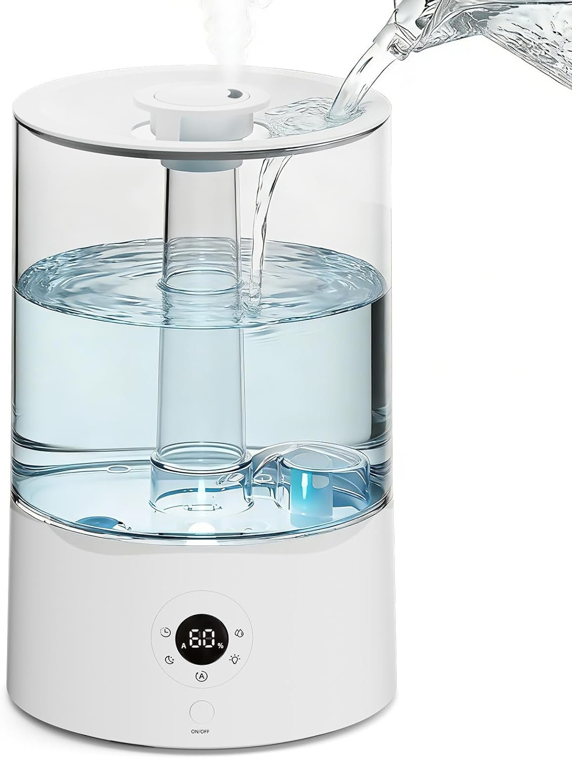 Electactic 4L Top Fill Humidifier for Bedroom, Auto Constant Humidity, Smart Control, Quiet Ultrasonic Cool Mist, 360° Nozzle, 3 Mist Levels, 7-Color Light for Home Office Baby Room