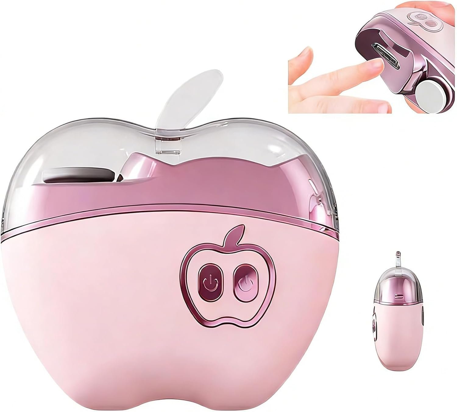 Safe Electric Nail Trimmer for Baby & Seniors – 2-in-1 Rechargeable Automatic Nail Clipper with LED Light, Quiet Portable Nail File for Toddlers, Elderly, Adults & Thick Toenails (Pink)