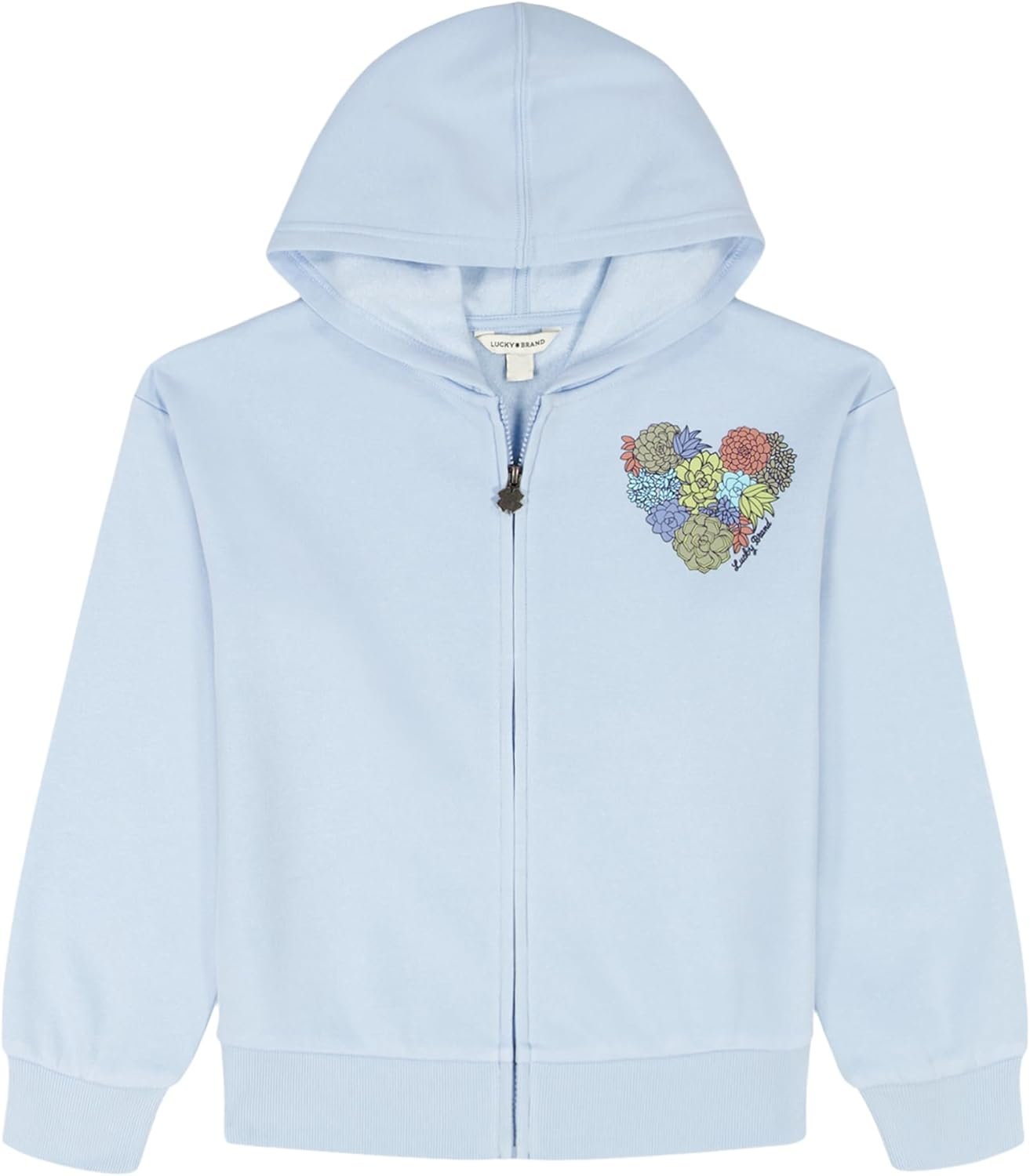 Lucky Brand Girls’ Long Sleeve Fleece Full Zip Hoodie With Ribbed Cuffs & Waist