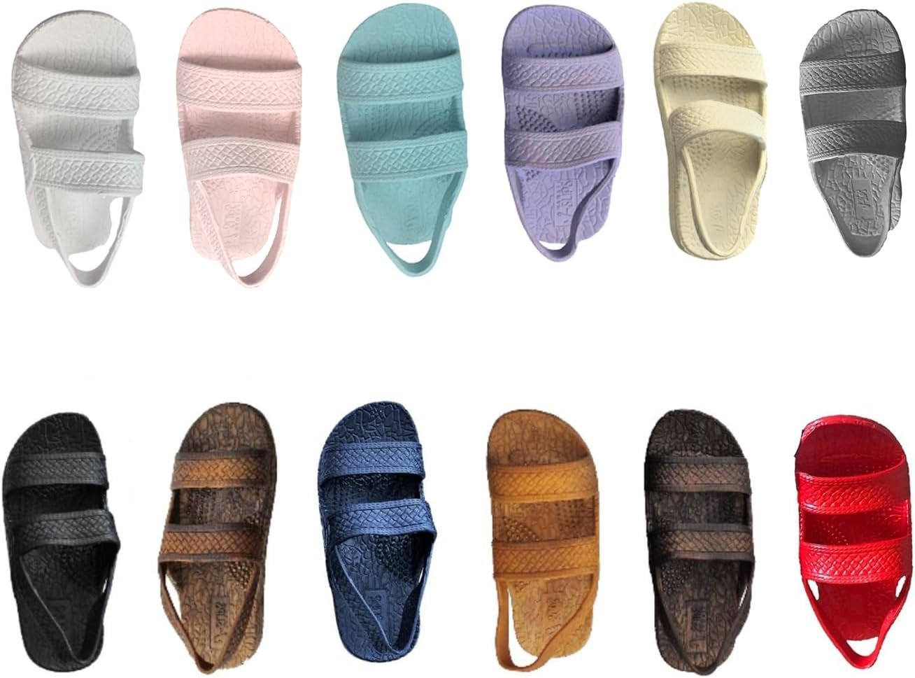 J-Slips Toddler Sandals with Back Strap – Comfortable Boys and Girls Jesus Jandals for Beach and Summer – Waterproof Hawaiian Slides in 12 Colors, Sandalias