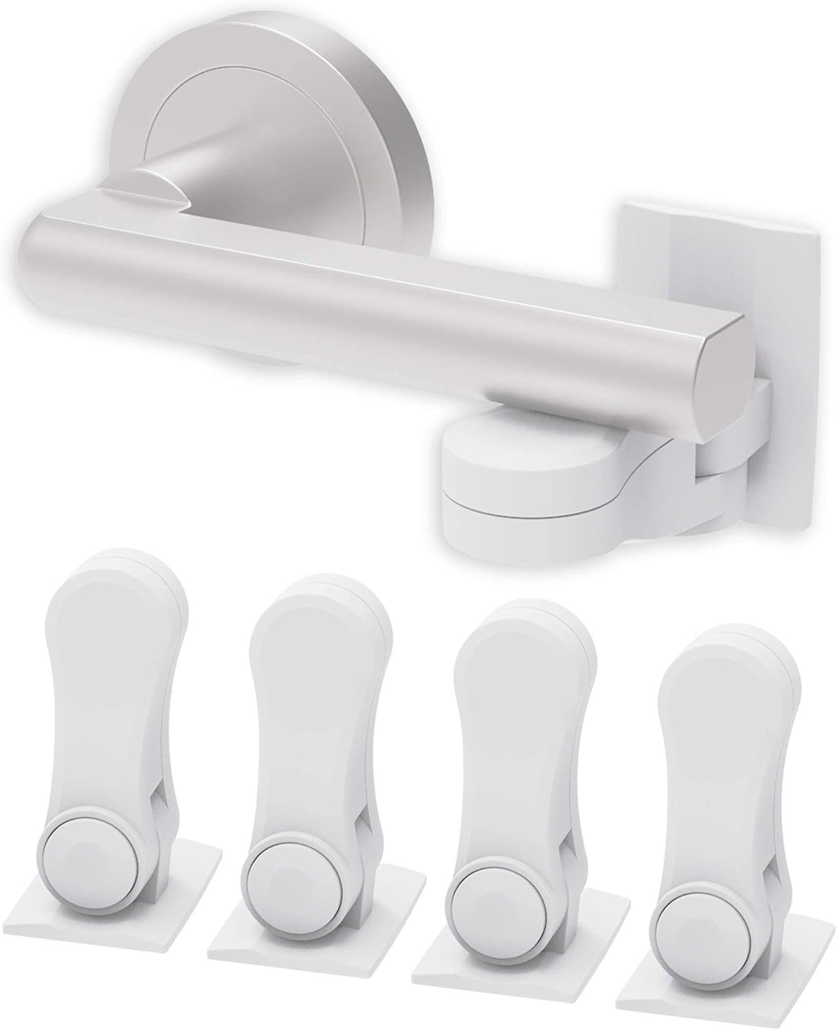Inaya Child Proof Door Lever Lock (4-Pack) – Door Handle Lock – 3M Adhesive – Minimalist Design – No Drilling Child Safety Door Handle Locks