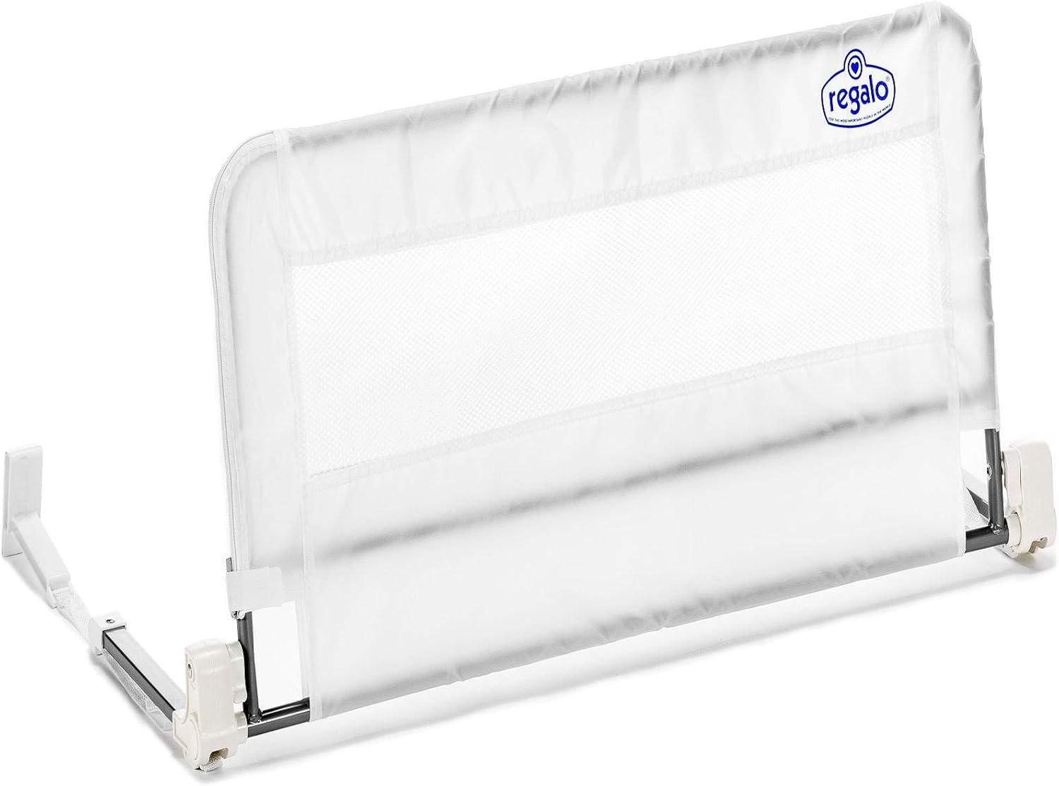 Regalo Safety Swing Down Crib Rail for Toddlers, 33″ Baby Bed Rail Guard with Reinforced Anchor Safety System, Convertible Crib Bed Rail, White