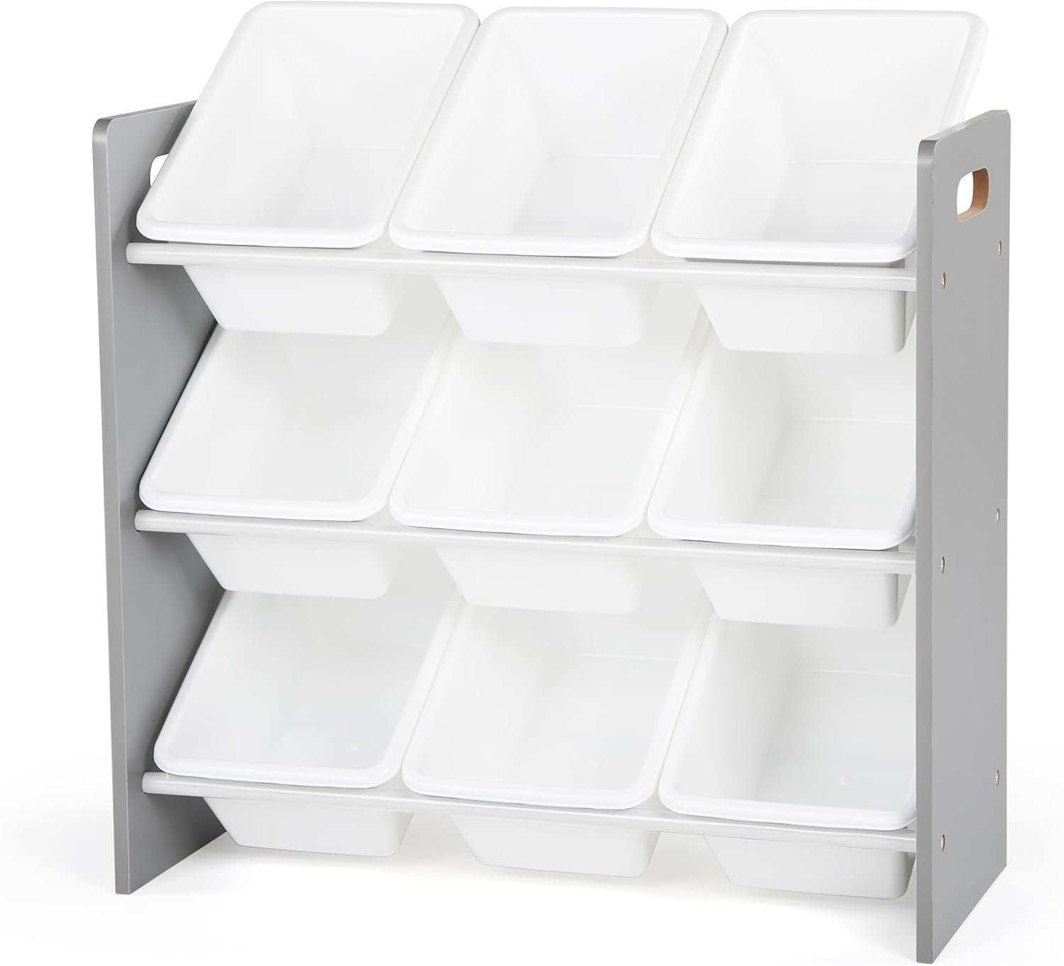 Humble Crew Toy Storage Organizer with 9 Removable Storage Bins for Kids Playroom, 3-Tier Toddler Toy Organization and Storage, Grey/White