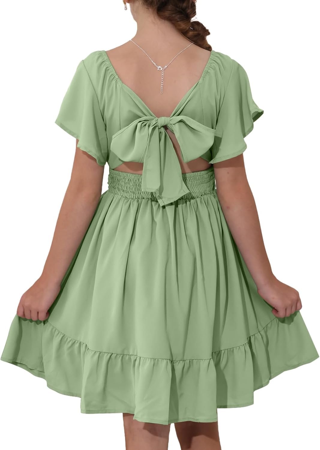 blibean Girls Summer Tie Back Dress Tween Kids Off Shoulder Dresses Size 4-15 Years