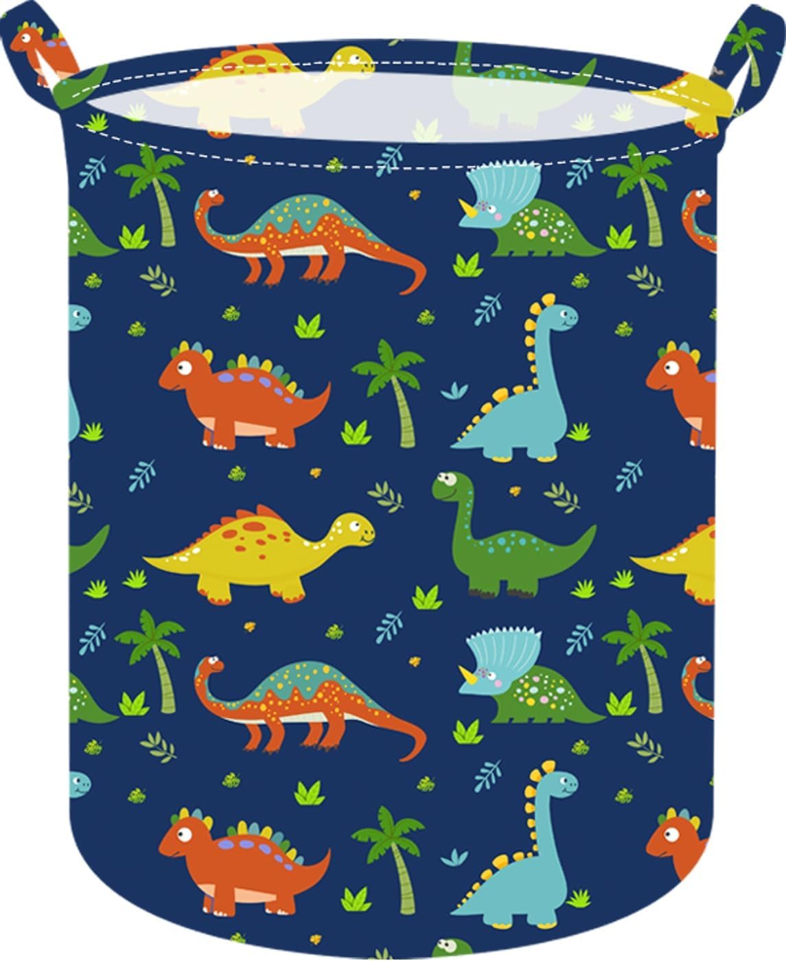 Collapsible Kids Laundry Basket Clothes Hamper, Foldable Storage Organizer Bin, Toy Clothes Storage with Handles for Boys Girls Bedroom, Room Decor Dinosaur