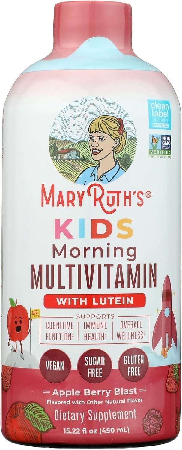 MARYRUTH’S Liquid Morning Multivitamin for Kids | Kids Multivitamin | Immune Support Supplement | Vitamin C | Vitamin D | Essential Nutrients | Vegan | 30-180 Servings | 15.22 fl oz