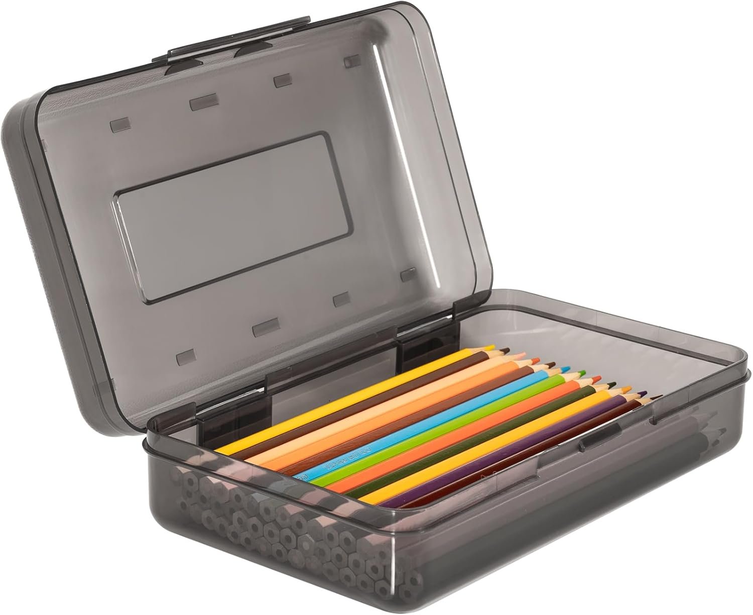 Pencil Box, Large Capacity Pencil Case, Plastic Pencil Boxs for Kids Girls Boys Adults, Hard Crayon Box Storage with Snap-Tight Lid for School Office Supplies