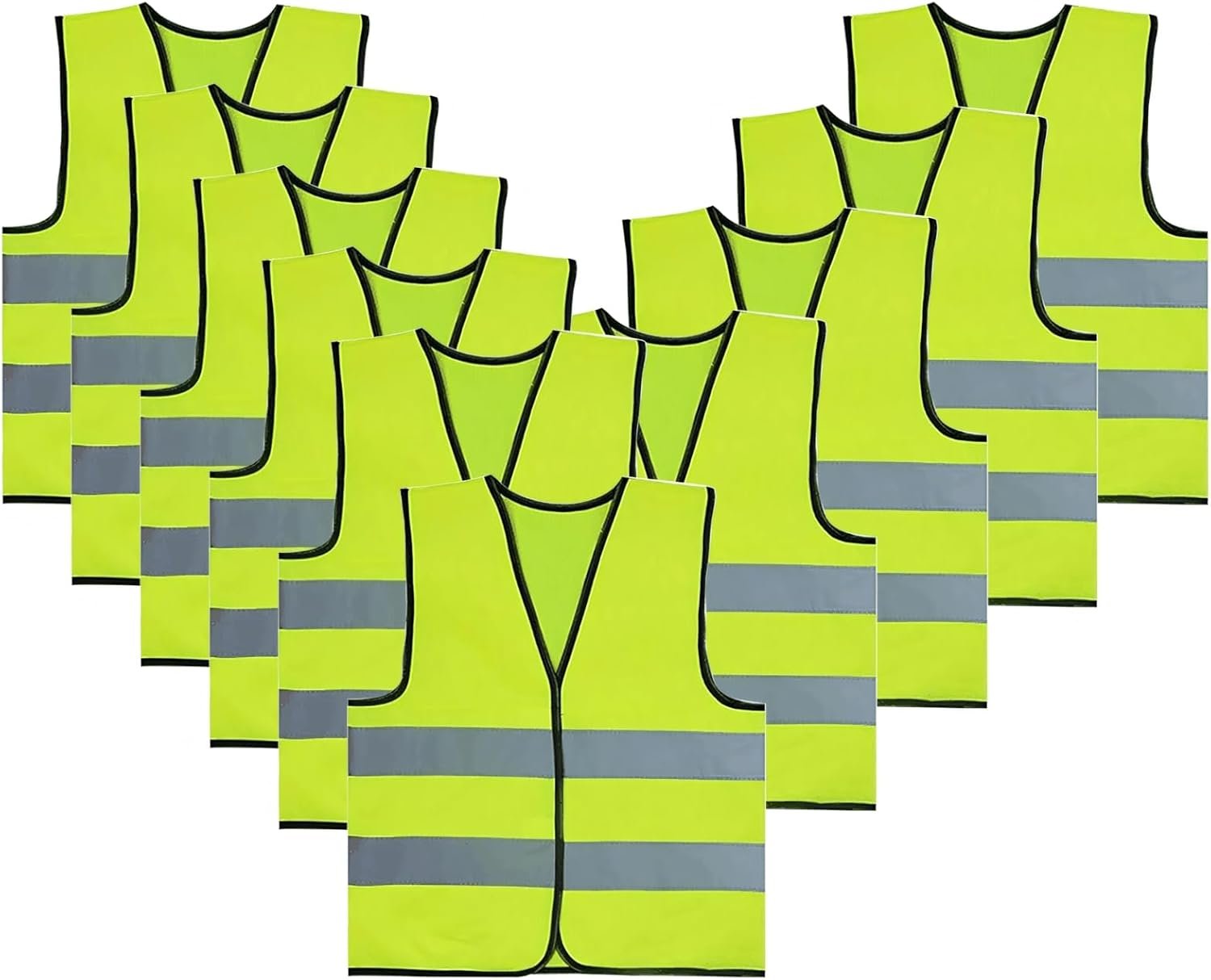 TopTie 10 Pack Kids Safety Reflective Vests, High Vis Construction Vest with Elastic Waistband