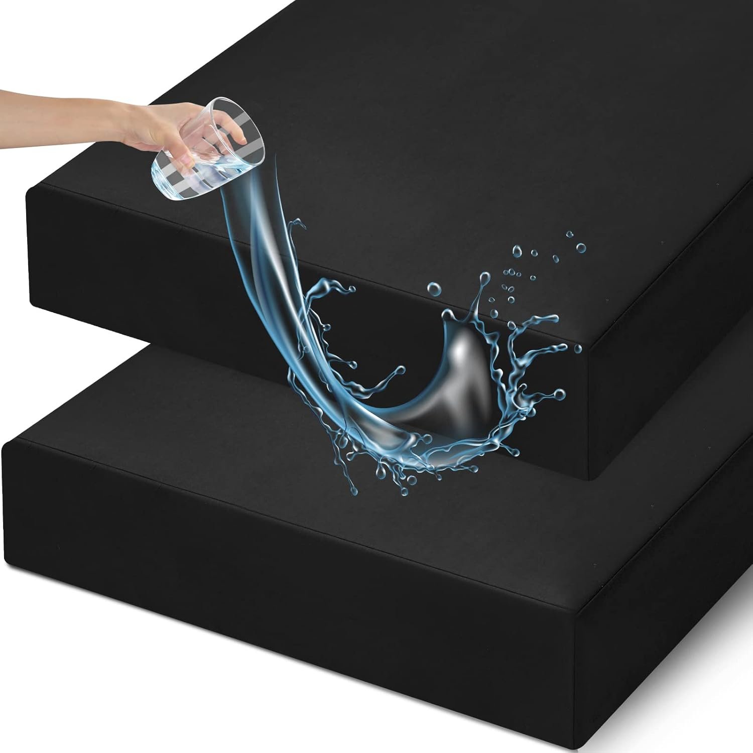 david’s kids Waterproof Crib Sheets Fitted 2 Pack, Ultra Soft Breathable Crib Mattress Protector for Boys Girls Neutral, Fit Standard Crib Mattress and Toddler Mattresses, Black
