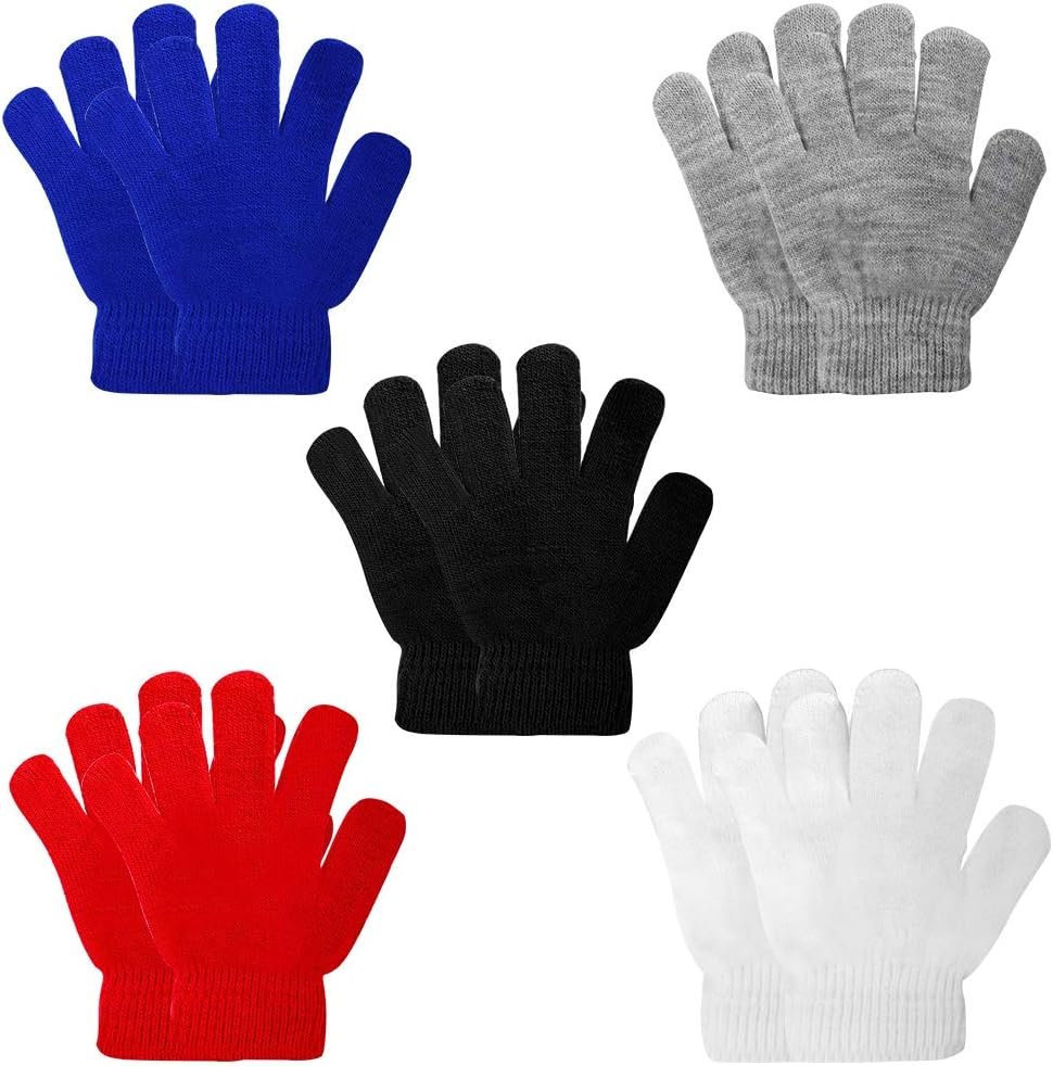 ONESING 3-24 Pairs Winter Knit Gloves for Kids – White Finger Gloves for Boys and Girls