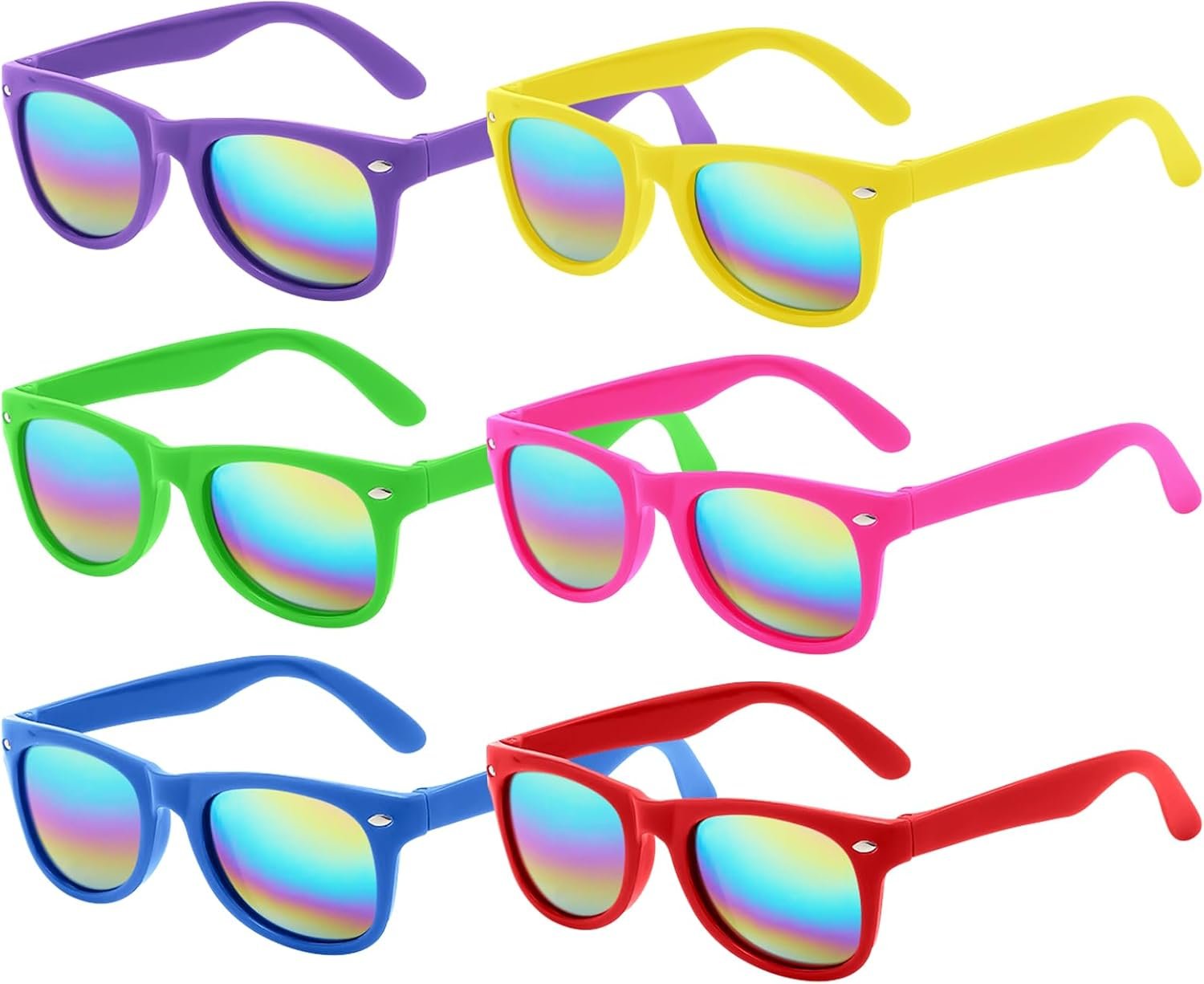 GoodUping 6 Pcs Kids Sunglasses Bulk with UV Protection, Neon Sunglasses Party Favors for Boys Girls, Summer Outdoor Accessories for Beach Pool Birthday Graduation Party Supplies