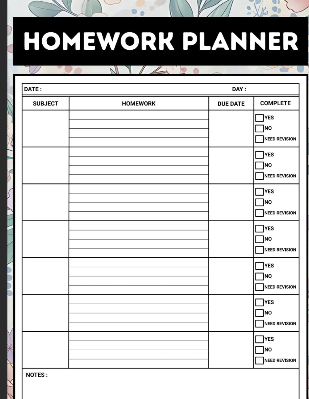 Homework Planner: Undated Assignment Tracker Notebook for Kids, Teens, and Students in Elementary, Middle, High School, and College
