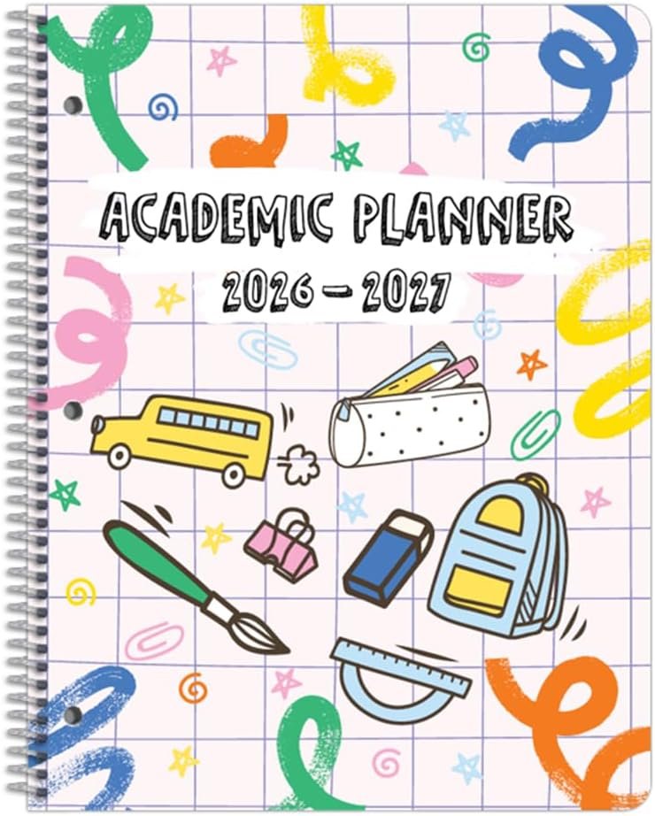 Dated Elementary Student Planner 2026-2027 Academic School Year, Large (8.5″ by 11″) Matrix Style Datebook with Create Cover