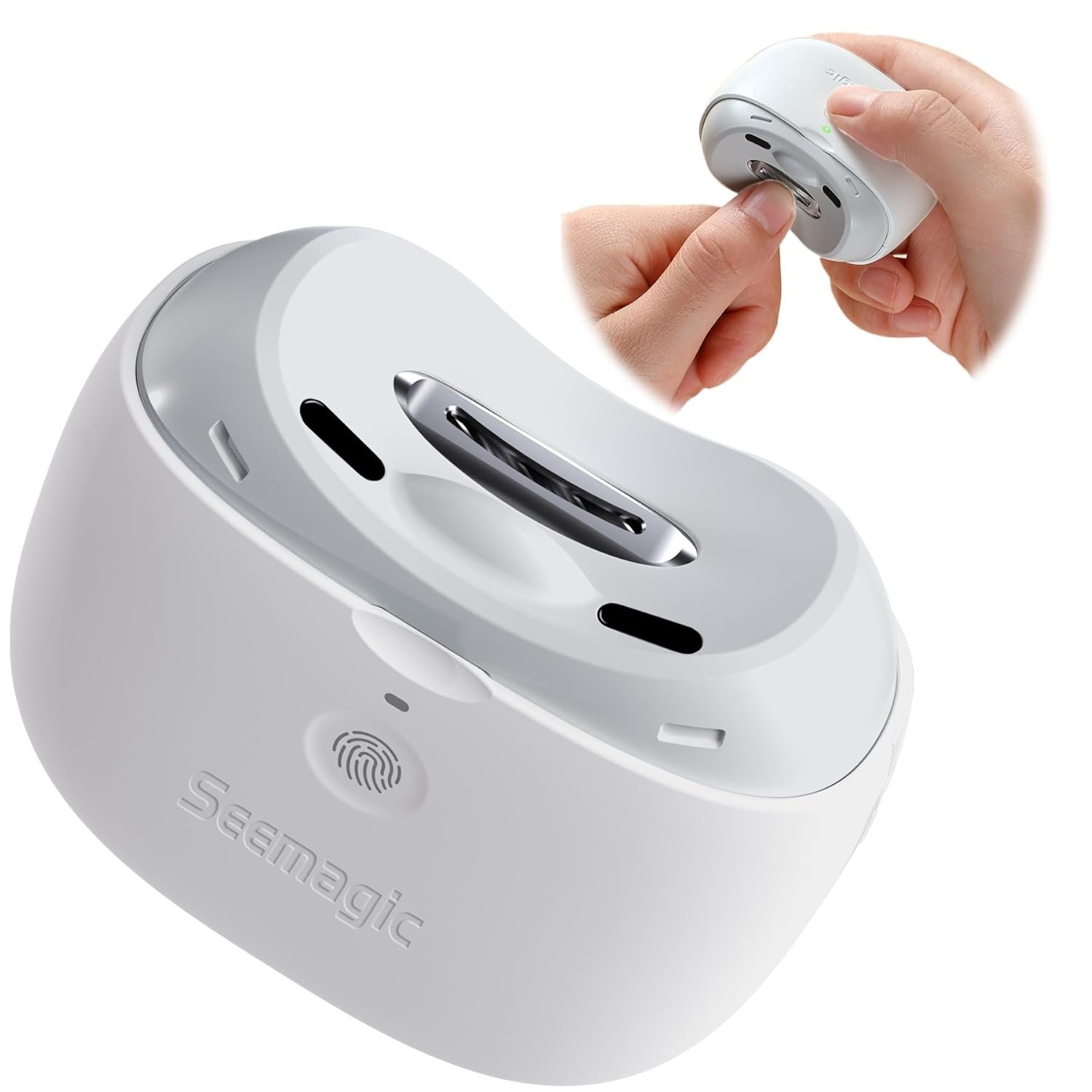 Electric Nail Clippers for Baby Nail Trimmer, 2 in 1 Automatic Electric Nail Clipper with LED Light, USB Rechargeable & 2 Speeds, Automatic Nail Clippers for Adults, Seniors, Babies, Children(White)