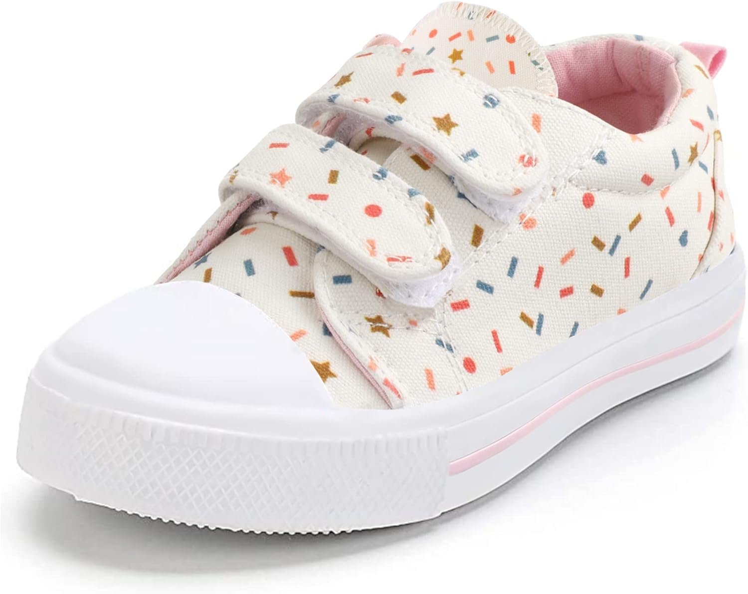 K KomForme Toddler Sneakers for Boys and Girls Dual Hook and Loops Sneakers Baby Canvas Shoes