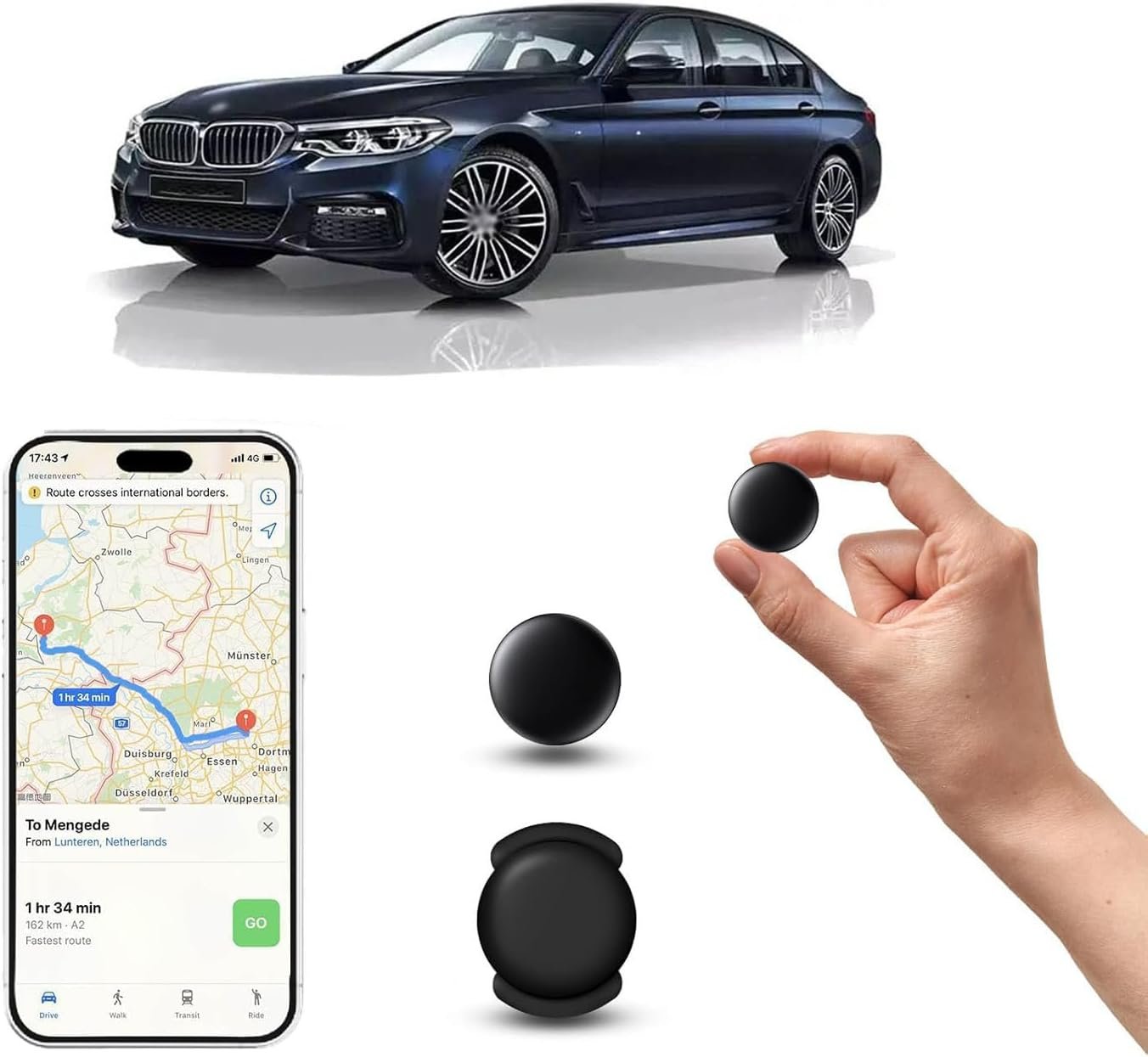 GPS Tracker for Vehicles – No SIM Required, Hidden Magnetic Car Tracker Device, Real-Time GPS Tracking for Kids, Car, Pets, No Monthly Fee, Works with Apple Find My, Vehicle Locator 2026 Upgraded