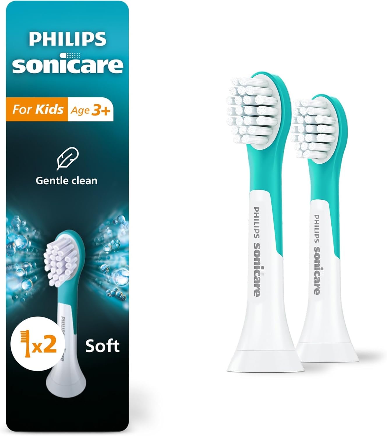 Philips Sonicare for Kids – Genuine Replacement Electric Toothbrush Heads, Compact Size, for Kids Aged 3+, 2 Pack, HX6032/94