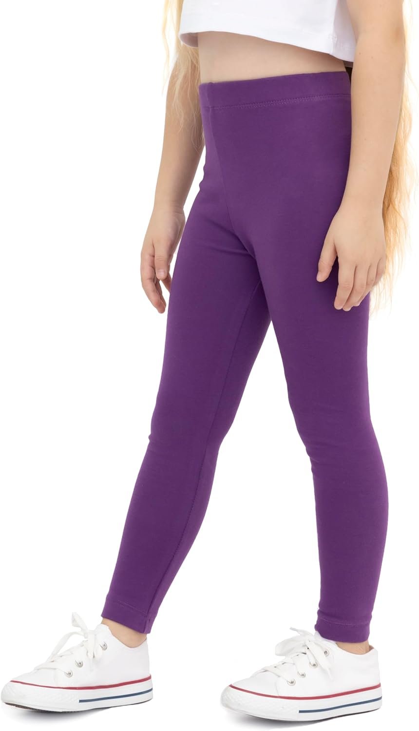 Lilax Girls’ Basic Solid Full Length Cotton Soft Leggings