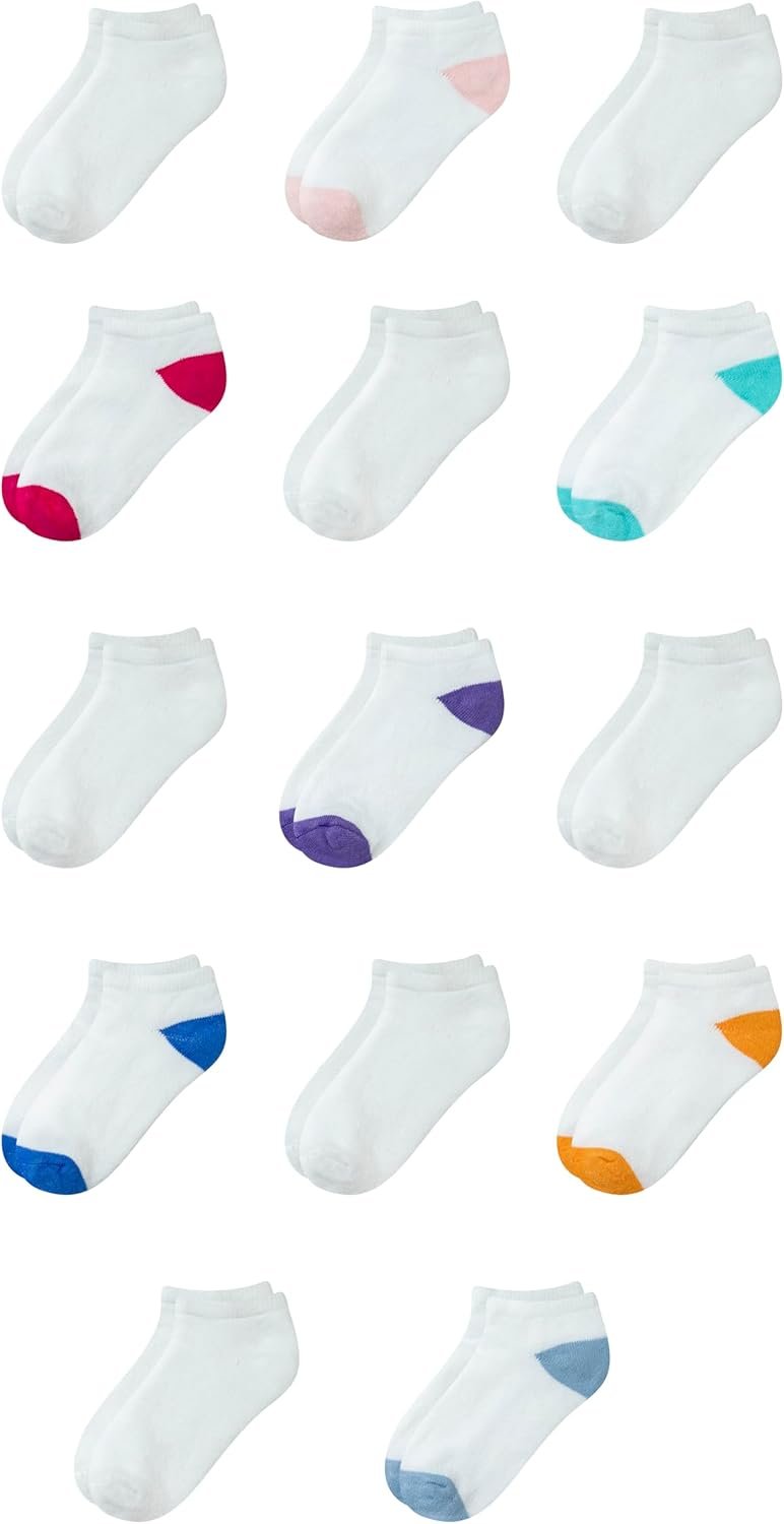 Amazon Essentials Unisex Kids and Toddlers’ Cotton Low Cut Cushioned Socks for Boys Girls Toddlers, 14 Pairs