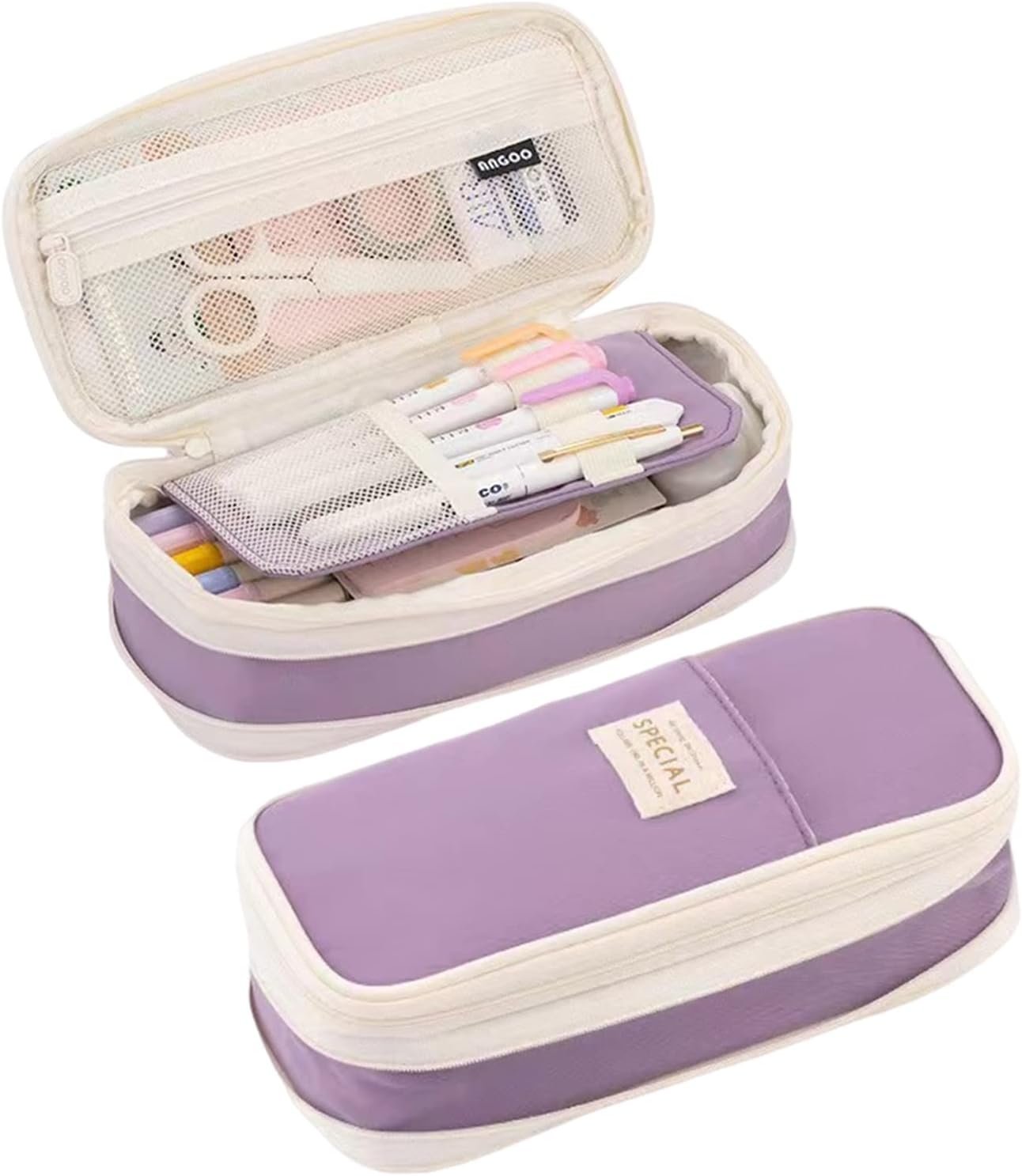 Big Capacity Pencil Case, Large Pencil Pouch Pen Box Bag – Back to School Supplies for Teen Girls Boys, Aesthetic Cute Pencil Cases Holder Organizer for Student Kids (Purple)