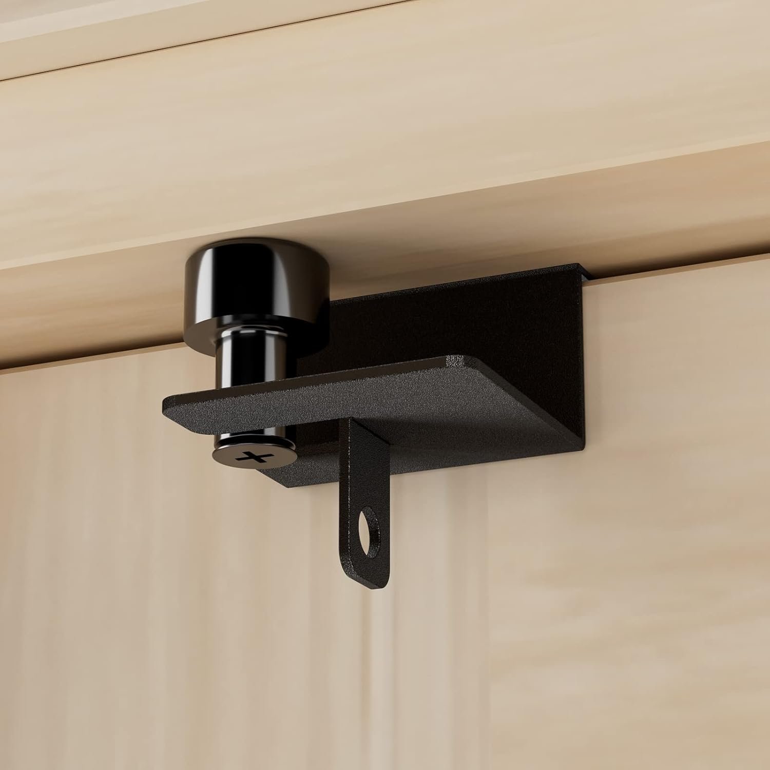 TSMST Child Proof Door Top Lock, Security Door Lock with Double Adjustable Roller, Prevent Scratch Door, Solid and Safety, Black, 1 PCS