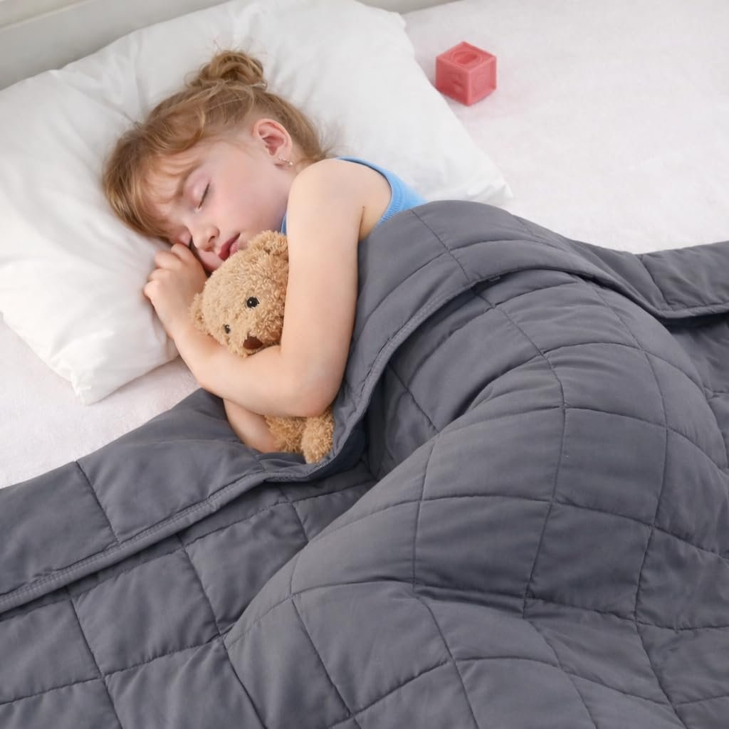 Weighted Blanket Kids 5lbs, 36″x48″, Cooling Heavy Throw Blanket for 40-60lbs, Microfiber Soft Thick Big Blankets Weighted Comforter Breathable Gifts for Sleeping, Grey