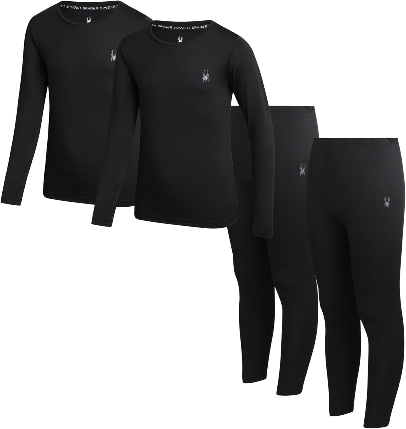 Spyder Kids Thermal Underwear Set – 4 Piece Moisture Wicking Insulated Base Layer – Breathable Long Johns for Boys and Girls