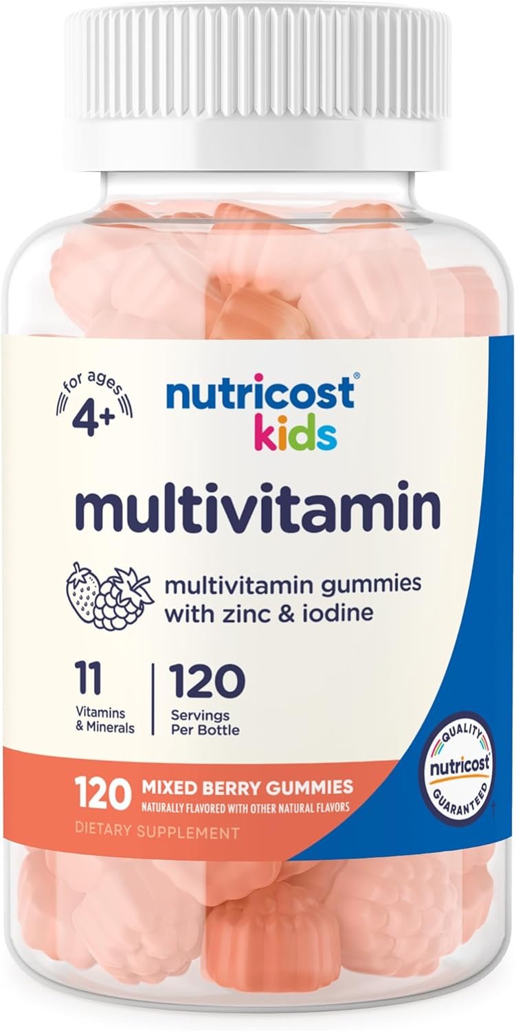Nutricost Kids Multivitamin Gummies 120 Servings (Mixed Berry Flavored Gummies) – Gluten Free, Non-GMO, and Vegetarian Friendly