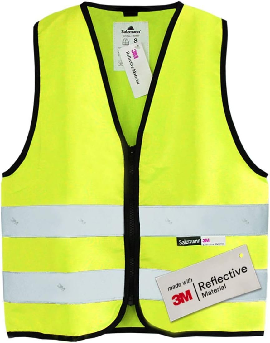 Salzmann Children’s High Visibility Vest – Reflective Safety Vest with Zipper – Made with 3M Reflective Material