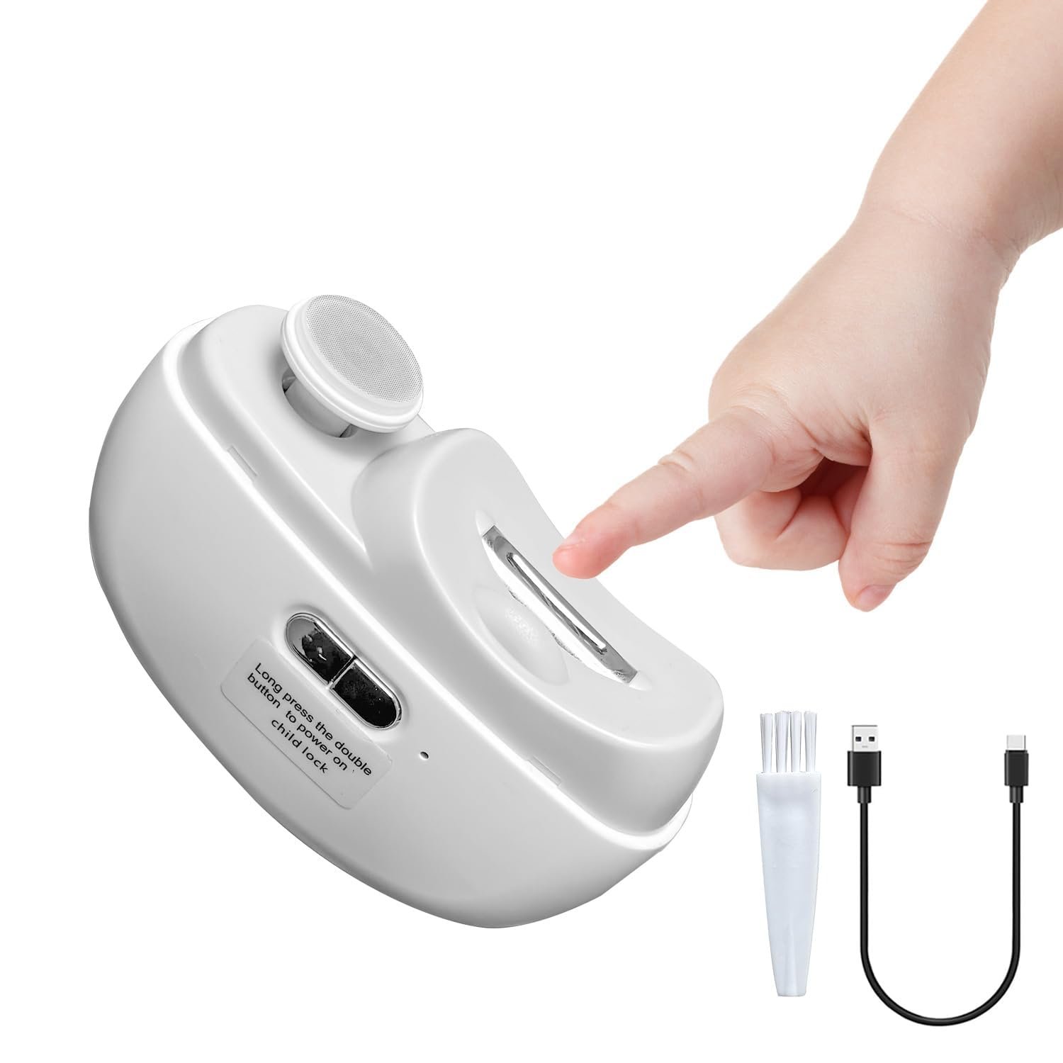 2 in 1 Electric Nail Clipper Automatic with Light,Baby Nail Clippers Nail Polisher 2 Speeds USB Rechargeable Nail Trimmer Electric for Babies Kids Adults