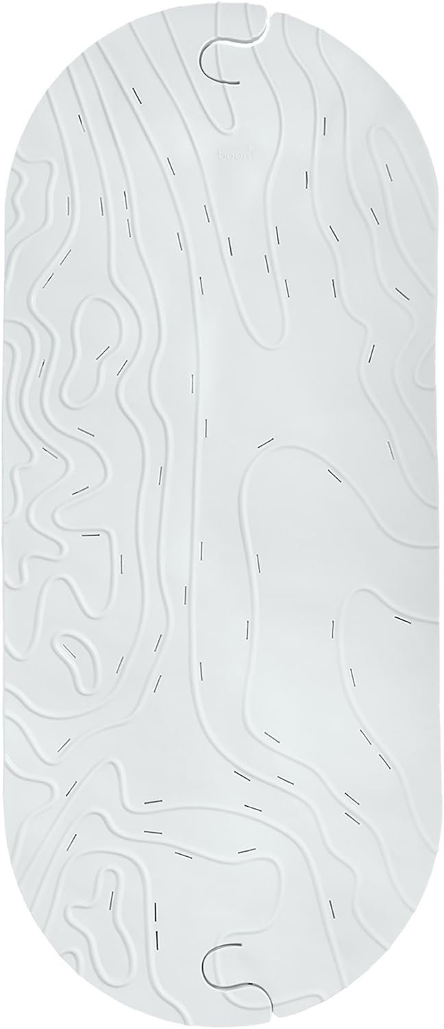 Boon GRIFFLE Textured Non Slip Baby Bath Tub Mat with Hanging Hook and Drain Holes, Gray