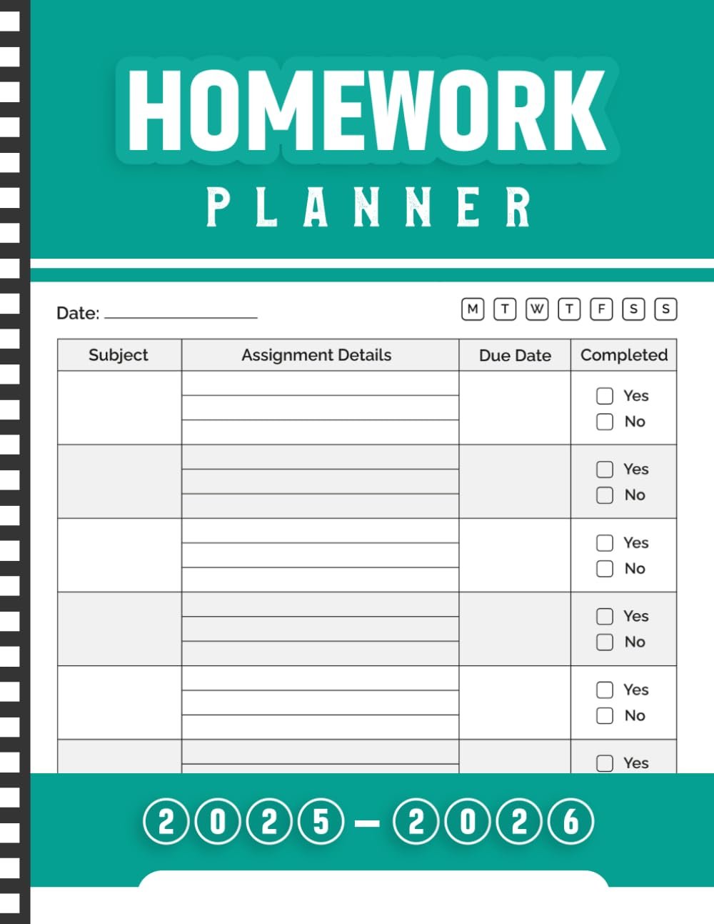Homework Planner 2025-2026: Daily Study Notebook for Middle, High School & College Schedule Organizer | Undated Student Assignment Tracker